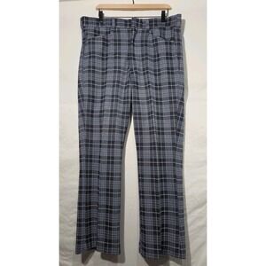 Vtg Sears Kings Road Plaid Pants‎ Perma Press Men's 38M Blue Plaid 60s 70s Retro